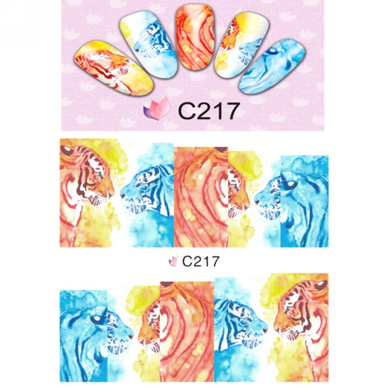 Дизайн ногтей Красивая водная наклейка слайдер фотография Тигр Пекинская опера