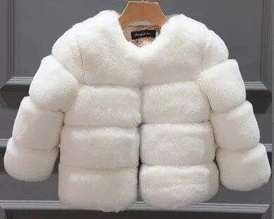 White Осенне-зимнее пальто с искусственным мехом для девочек элегантная меховая парка для маленьких девочек Теплые детские куртки и пальто Детская верхняя одежда пальто для девочек - Цвет: White