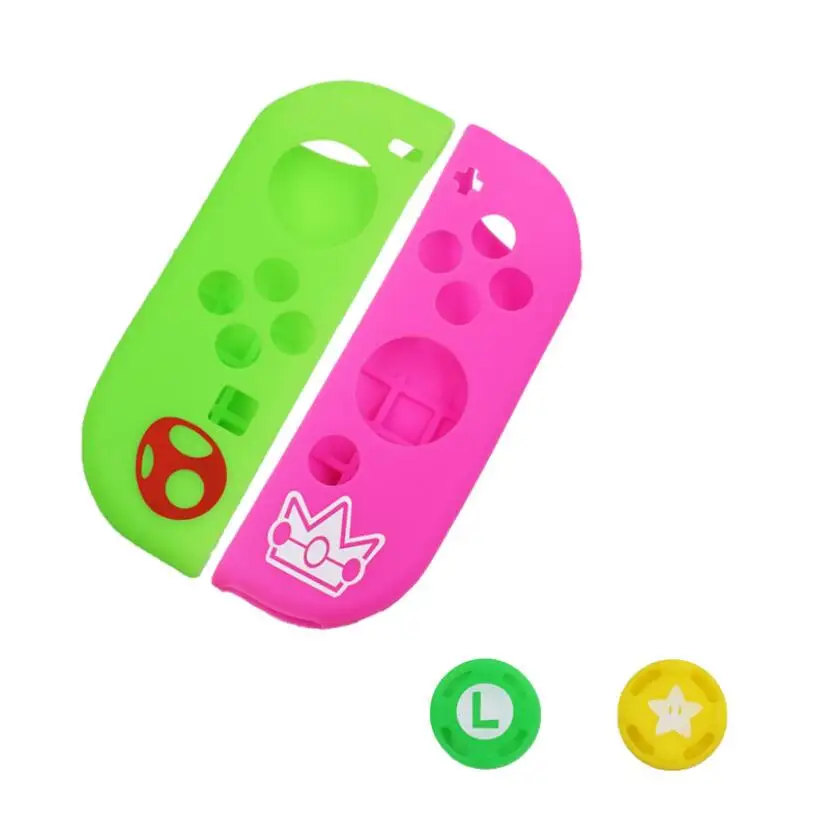 B set Мягкий защитный чехол JoyCon для геймпада+ накладки для джойстика, колпачки для джойстика, крышка для контроллера Mario NAND Switch NS Joy-Con - Цвет: B set