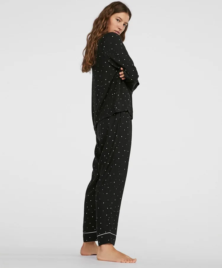 Хлопковая пижама, пижамный комплект для женщин, длинный комплект, shein, Пижама, женская одежда, pjs