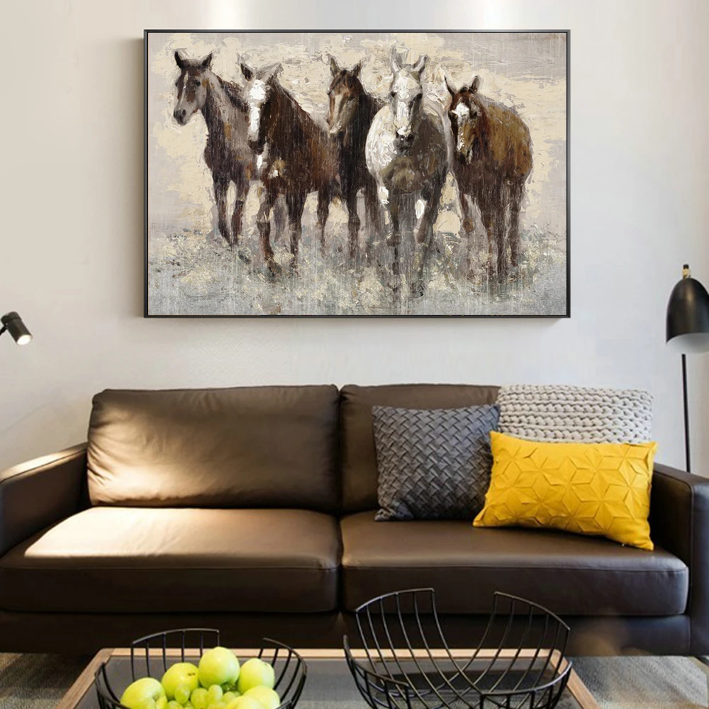 Abstract Horses Canvas Paintings On The Wall Art Prints Posters And Animals Pictures For Living Room Cuadros | Дом и сад