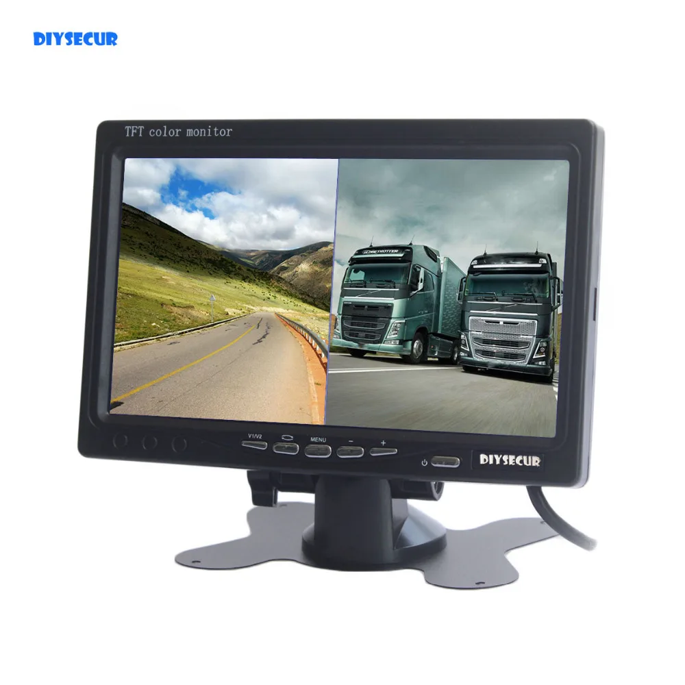 DIYSECUR 7 дюймов TFT lcd цветной монитор заднего вида Автомобильный монитор с 2 x 4PIN видео входом Diaplay две камеры изображения