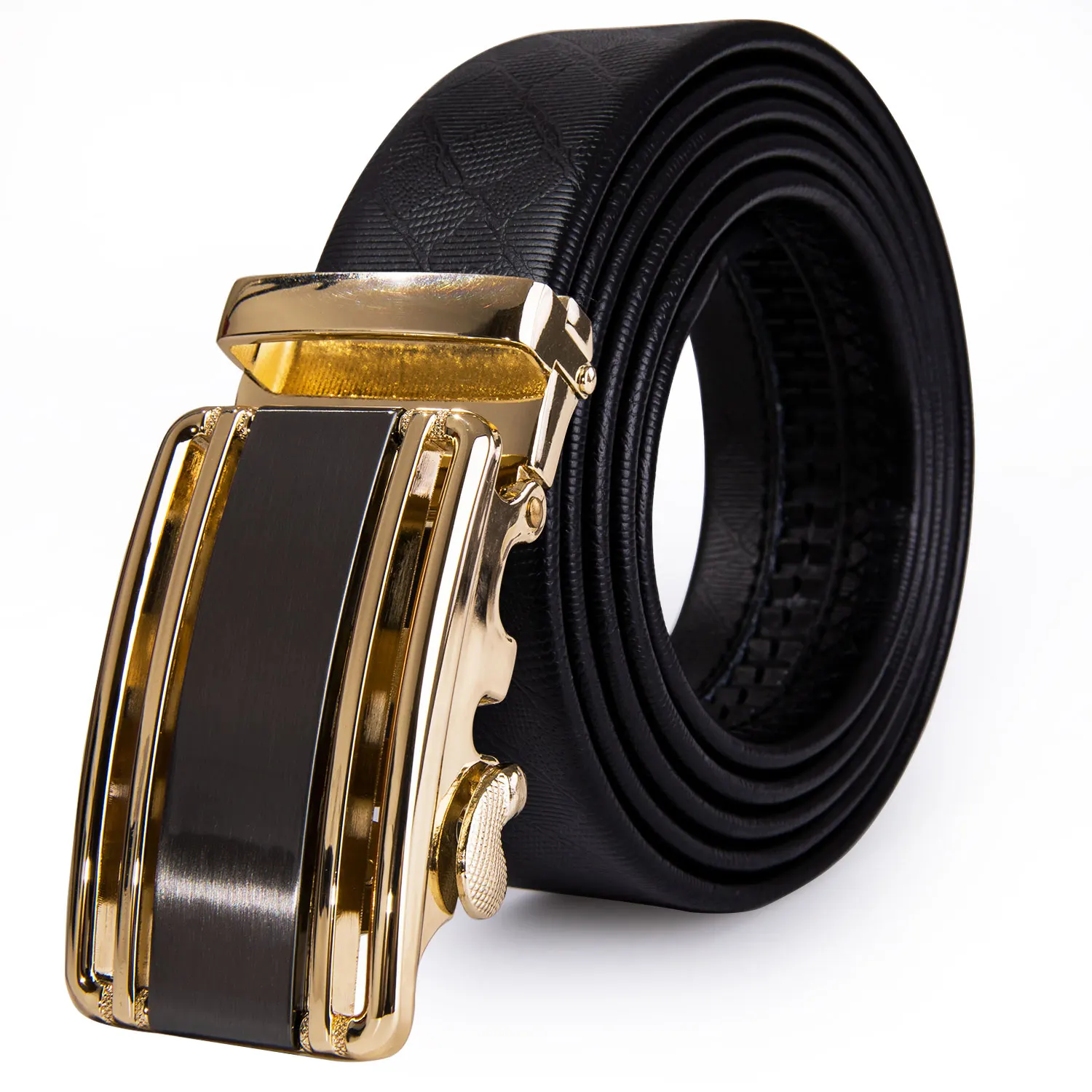 

BK-2083 Barry.Wang 2019 Luxury Gold Black Automatic Buckle Mens Belt Genuine Leather Strap Belts For Men Gifts Business Party