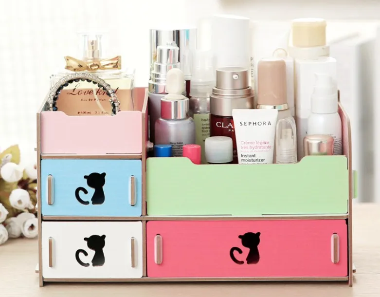 Настольная витрина сделай сам в виде милой кошки органайзер для макияжа любого