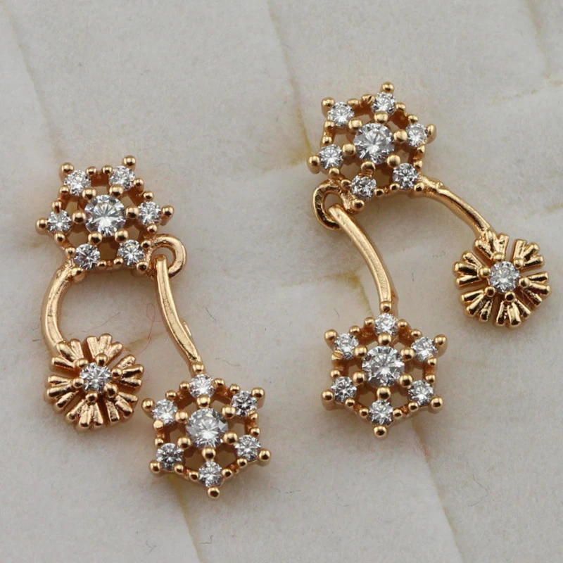 Очаровательные милые красивые белые камни cz Серьги-гвоздики желтый золотой