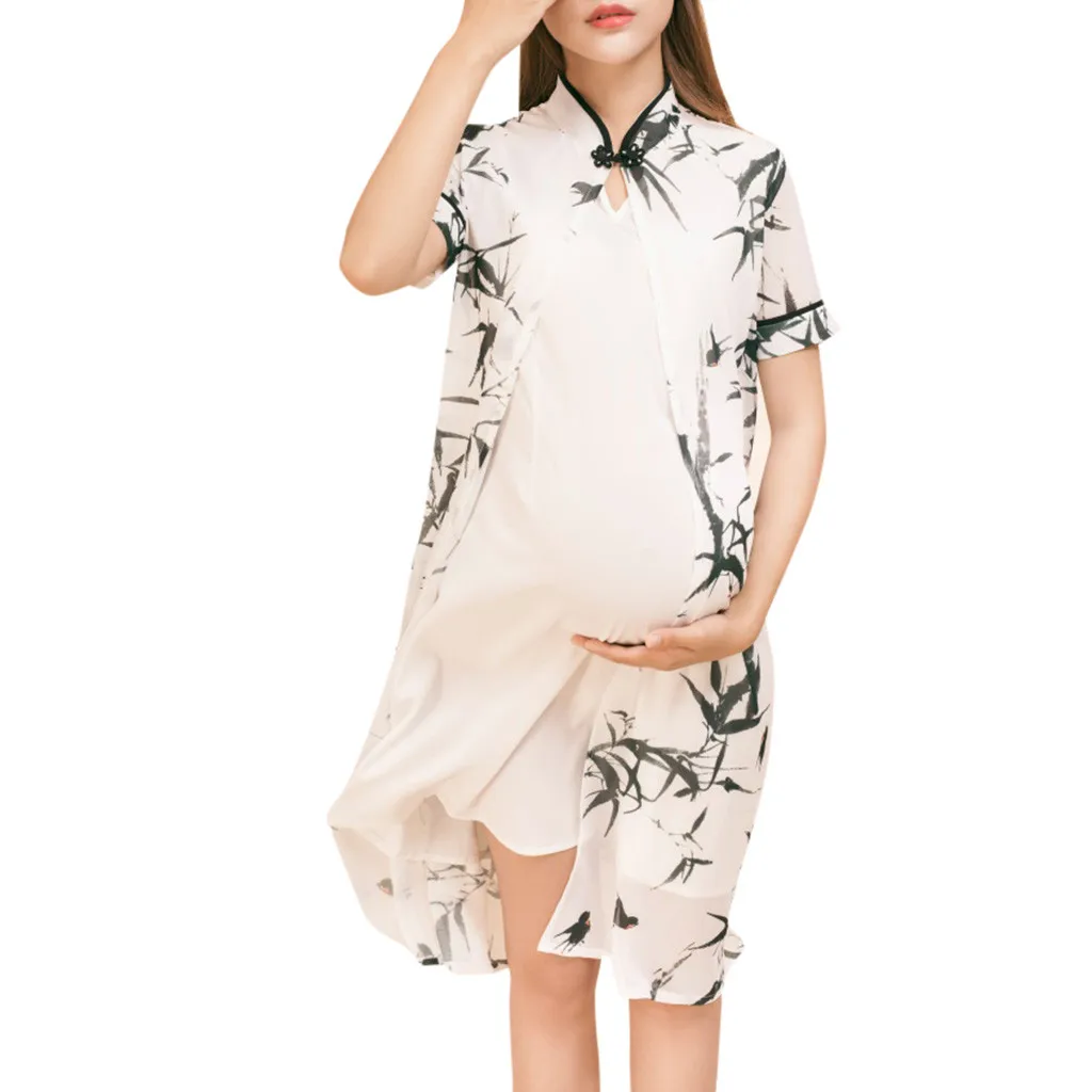 Платья для беременных Одежда Чонсам женщин фотография беременности с коротким