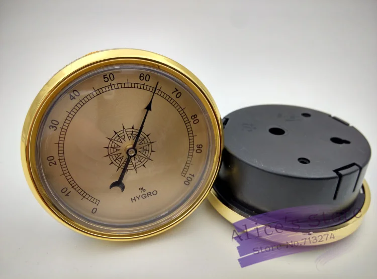 1 шт. 66 мм круглый аналоговый гигрометр для сигар Humidor Gold Plasitic для портсигар аксессуары для курения табака
