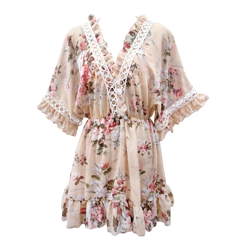 Plus Size Bikini 2019 New Arrival Sexy Halter Swimwear Brazilan Bandage Floral Design Women Push Up Print Biquini Dress |