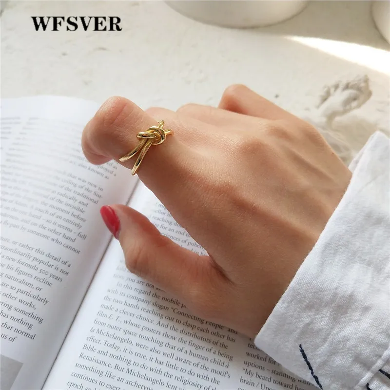 WFSVER женские Кольцо из стерлингового серебра 925 в Корейском стиле золотого цвета