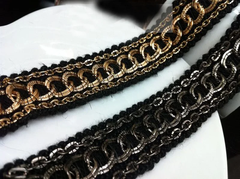 

Черная кружевная лента, 3 ярда/партия, 2 см, Золотая цепочка, бусины, сделай сам, кружевной воротник ручной работы, аксессуары для бисероплете...