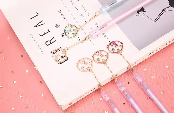 4 шт./компл. Kawaii 0,5 мм Луна кошка звездное небо звезда кулон гелевые ручки с надписью для подарков милый канцелярский школьный офисный товар