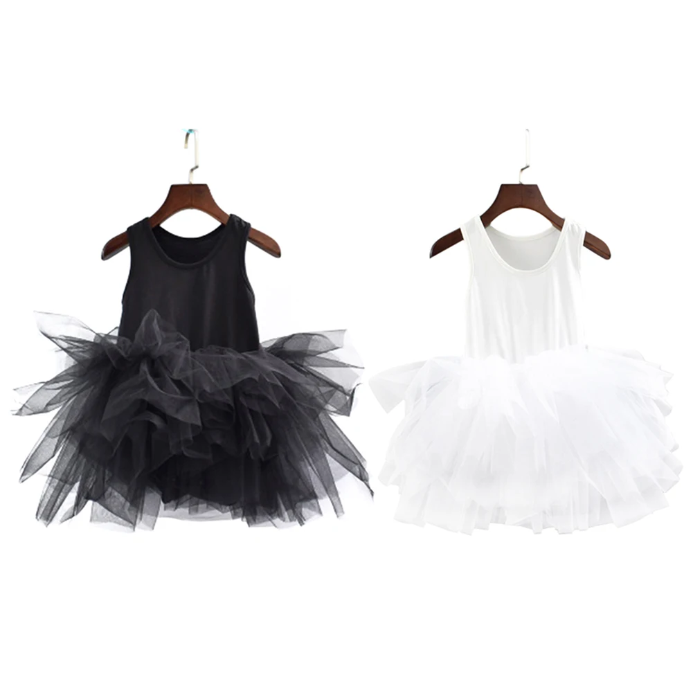 Черно-белое модное платье для девочек детская юбка-американка милое кружевное