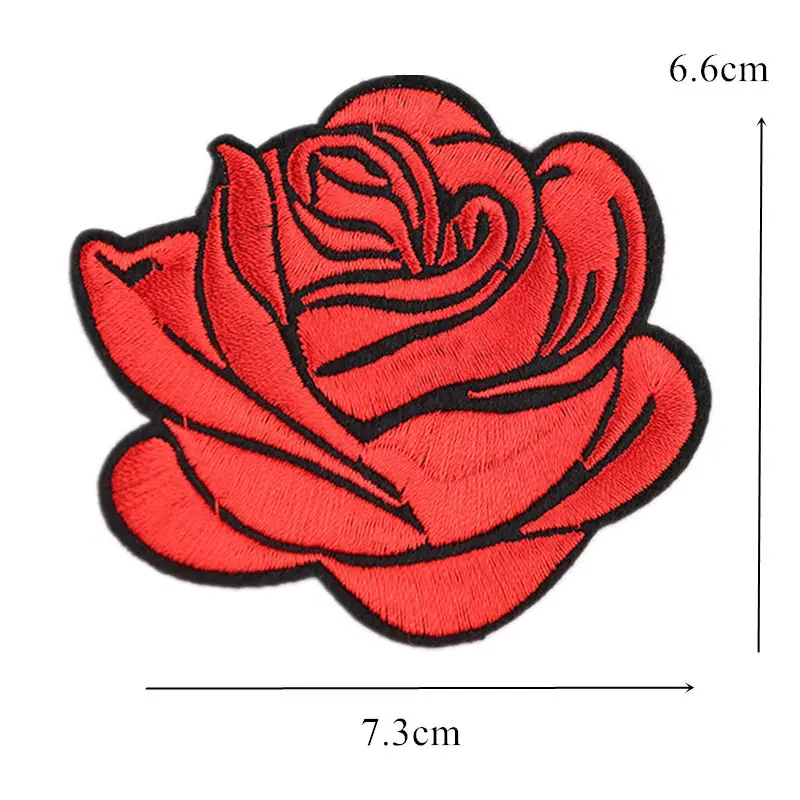 Вышивка нашивки Пришивные железные на цветок красная роза Вышитые значки для