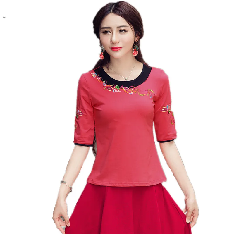 Женская летняя футболка с коротким рукавом и круглым вырезом|embroidery t-shirt|top teest shirt |