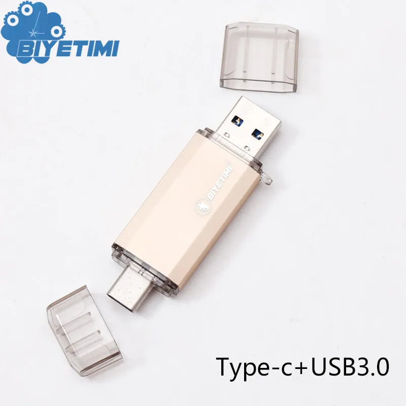 Золотой Usb флеш-накопитель Biyetimi 3,0 type-c для телефона и компьютера 16 ГБ 32 ГБ 64 ГБ реальная емкость u-образная Флешка для телефона Android - Цвет: Золотой