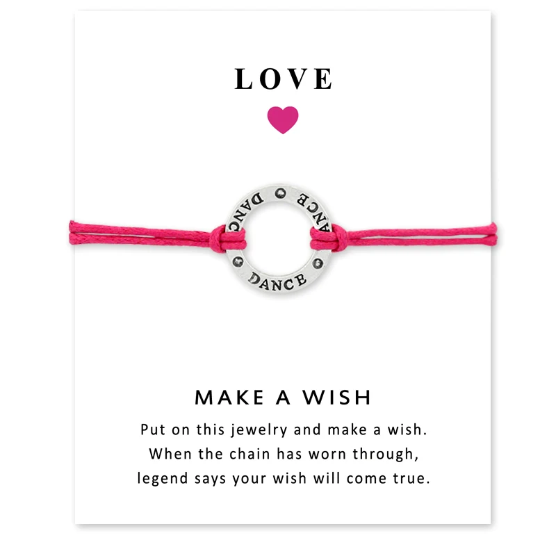 Silver Dance Bracelets Adjustable Wish Card For Women Men Friendship Gift With | Украшения и аксессуары