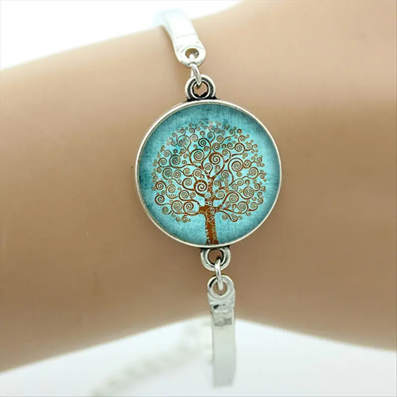 TAFREE бренд Густав Климт Древо жизни браслет посеребренные стеклянный купол