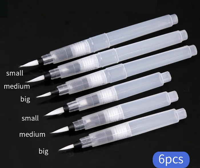 6pcs mix size Студенческая портативная кисть для рисования, водостойкая кисть, карандаш, мягкая водная Цветная кисть, ручка для начинающих, рисование, товары для рукоделия - Цвет: 6pcs mix size