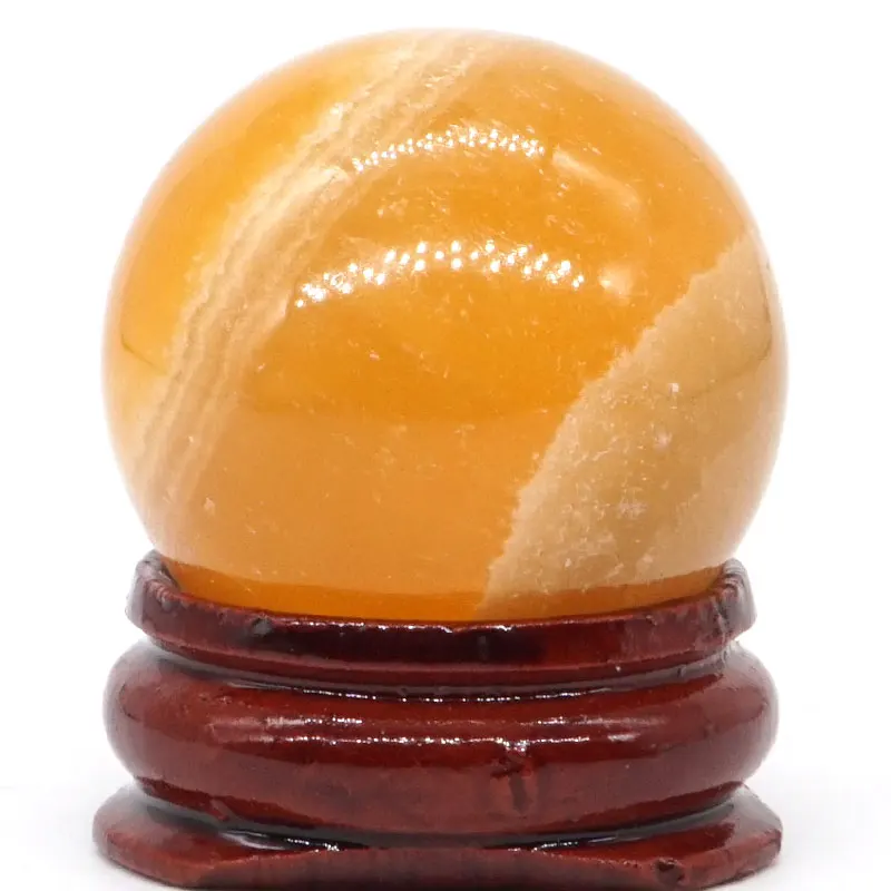 Шар из натурального оранжевого гипса селенита атласный спиральный шар массажный