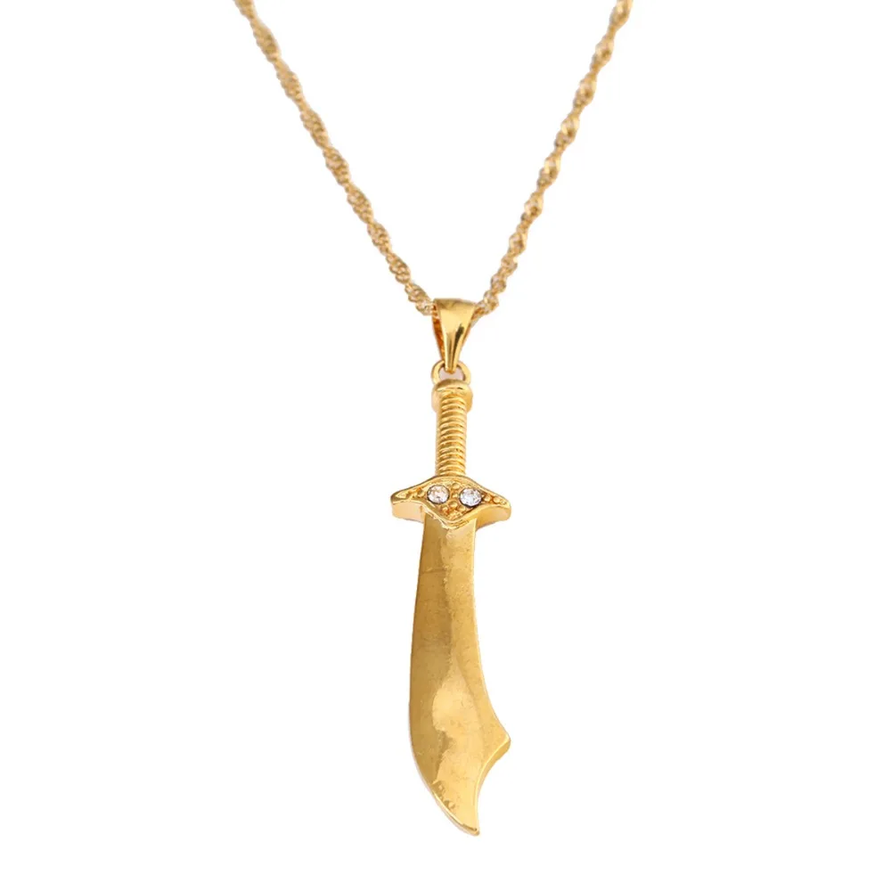 Мужское ожерелье в стиле хип хоп из меди и золота с подвеской форме ножа цепочкой|