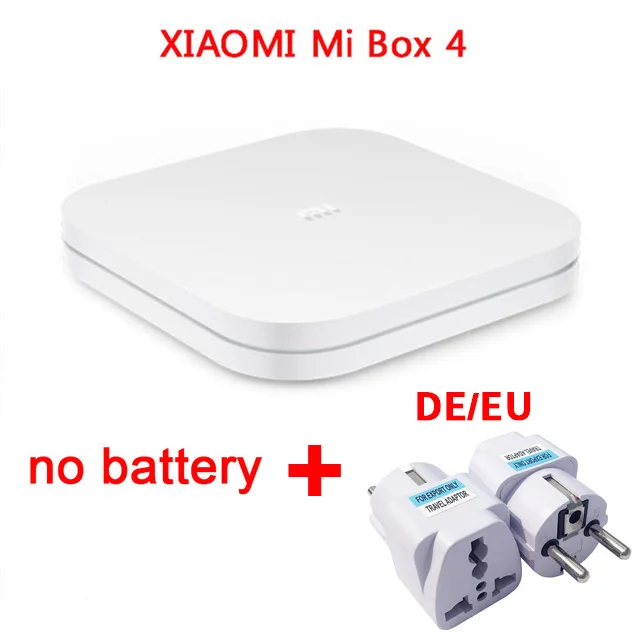 Китайская версия Xiaomi Mi Box 4 Smart голосовое управление Android тв приставка Bluetooth 4,1 2 гб озу+ 8 гб пзу 2,4G wi-fi 4K HDR - Цвет: Add EU Plug