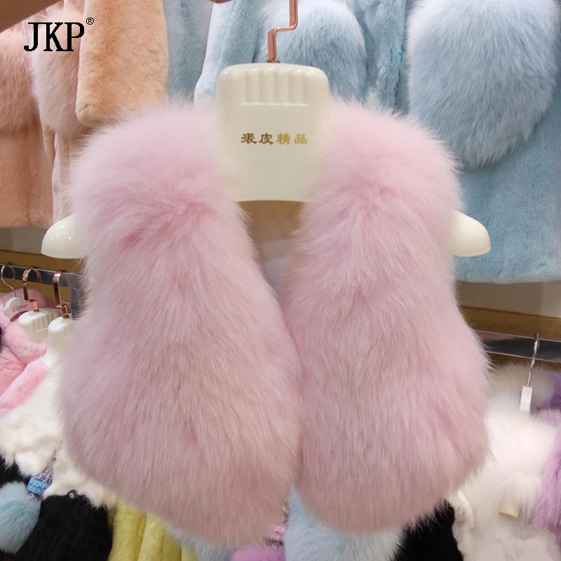 2017 детский жилет из натурального Лисьего меха для девочек Детское пальто Зимний