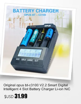 Opus BT-C3100 V2.2 smart digital Интеллектуальный 4 Слот Батарея Зарядное устройство Li-Ion NiCd NiMH AA AAA 10440 18650 Opus BT c3100