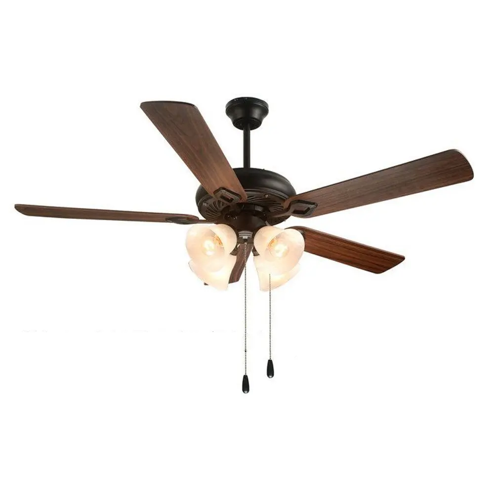 52&quot Modern European Ceiling Fan Lamp Brown Wooden fan blade Study room Lighting Fixtures Glass Living Room Light | Лампы и