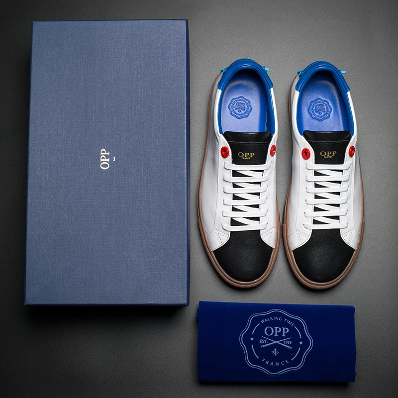 

OPP Cow Leather Flats Fashion Shoes Genuine Leather Loafers For Men Shoes moccasins Men's Casual Footwear Young Flats