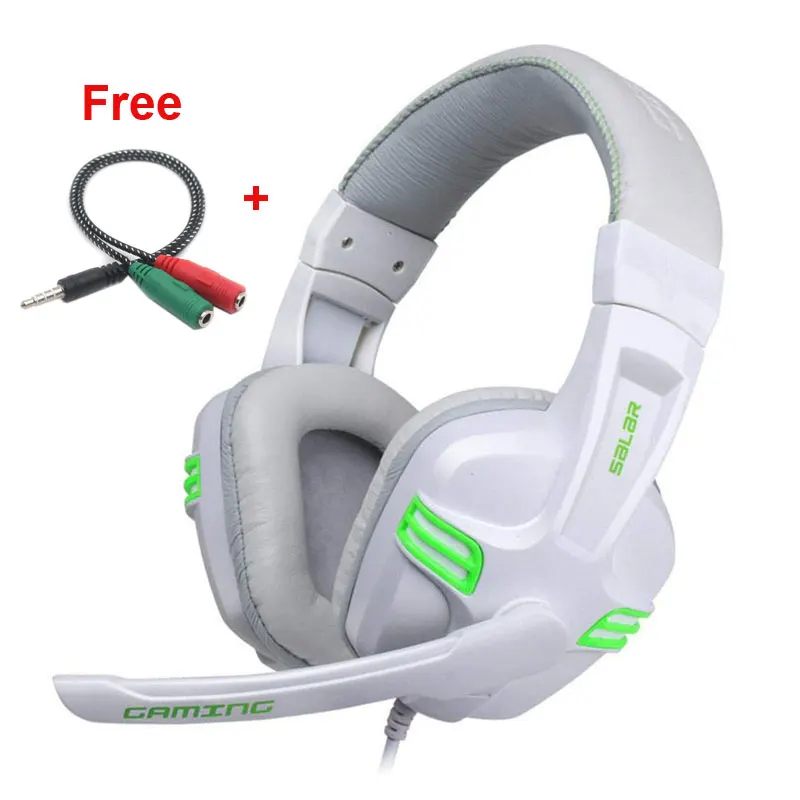 Salar KX101 White Lupuss G1 проводные наушники с микрофоном регулируемые Накладные наушники игровые гарнитуры наушники низкие басы стерео для ПК - Цвет: Salar KX101 White