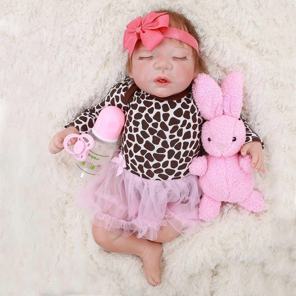 

Baby reborn Silicone dolls toys lifelike sleeping newborn babies fashion rebron doll gift for child 46cm Bebes reborn bonecas