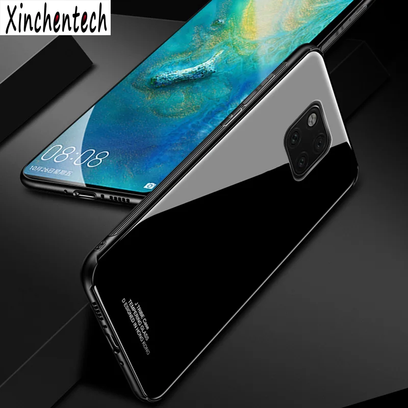 Чехол для huawei mate 20 Pro чехол Lite мягкая рамка + черная стеклянная крышка аксессуары