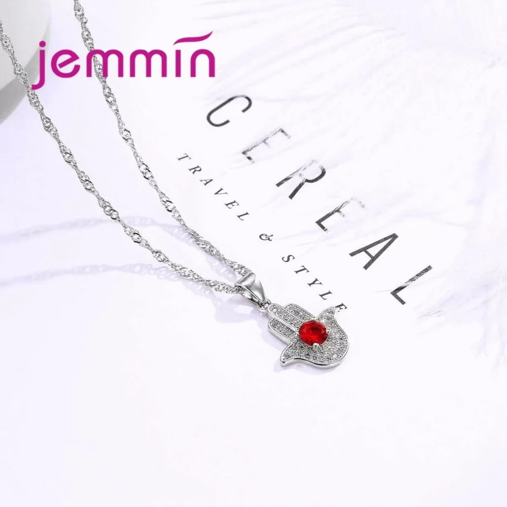 Creative Palm Rhinestone Pendants Necklace Earrings Set For Party Women 925 Sterling Silver Ruby Bridal Wedding Jewelry | Украшения и