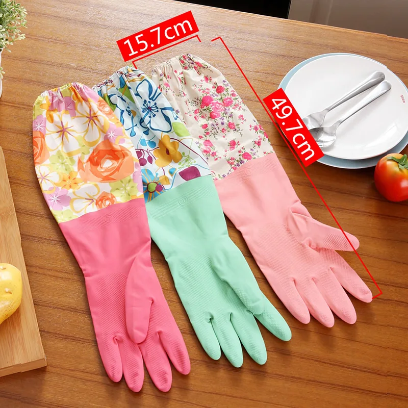 Водонепроницаемые перчатки для мытья посуды ORZ бытовые зимние теплые резиновые с