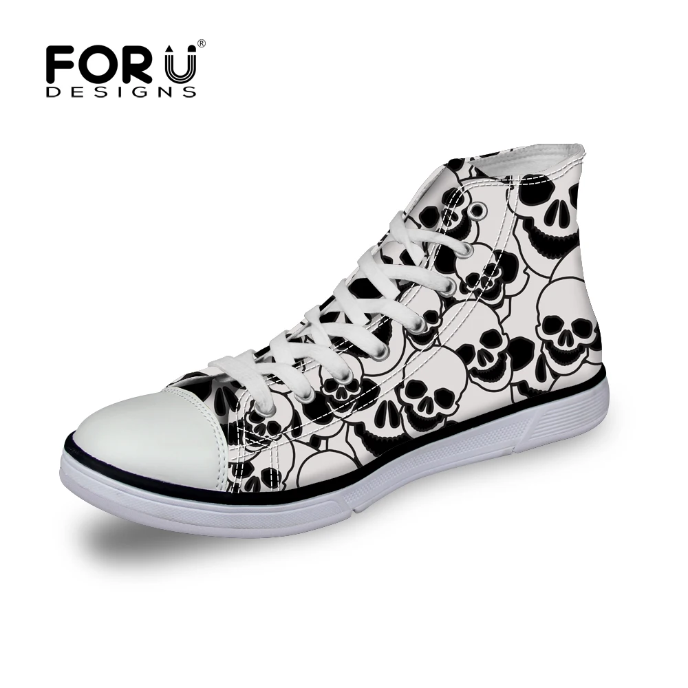 FORUDESIGNS/Мужская обувь с высоким берцем крутая парусиновая повседневная принтом