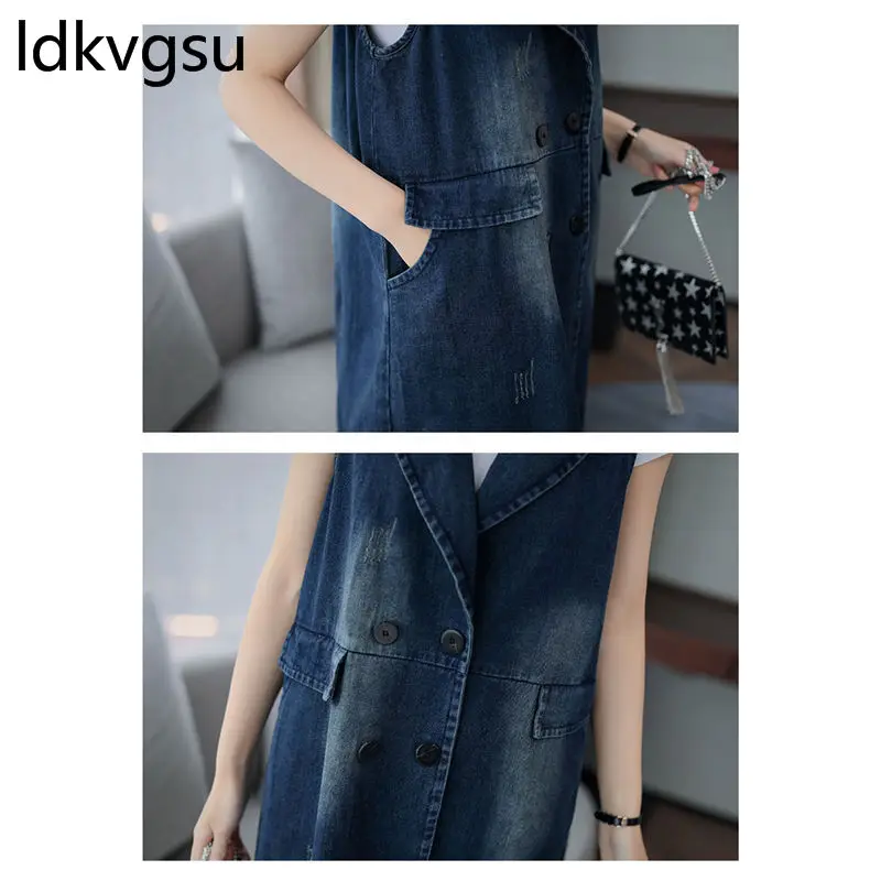 Весенняя новинка хит продаж стрейчевый джинсовый жилет базовые куртки