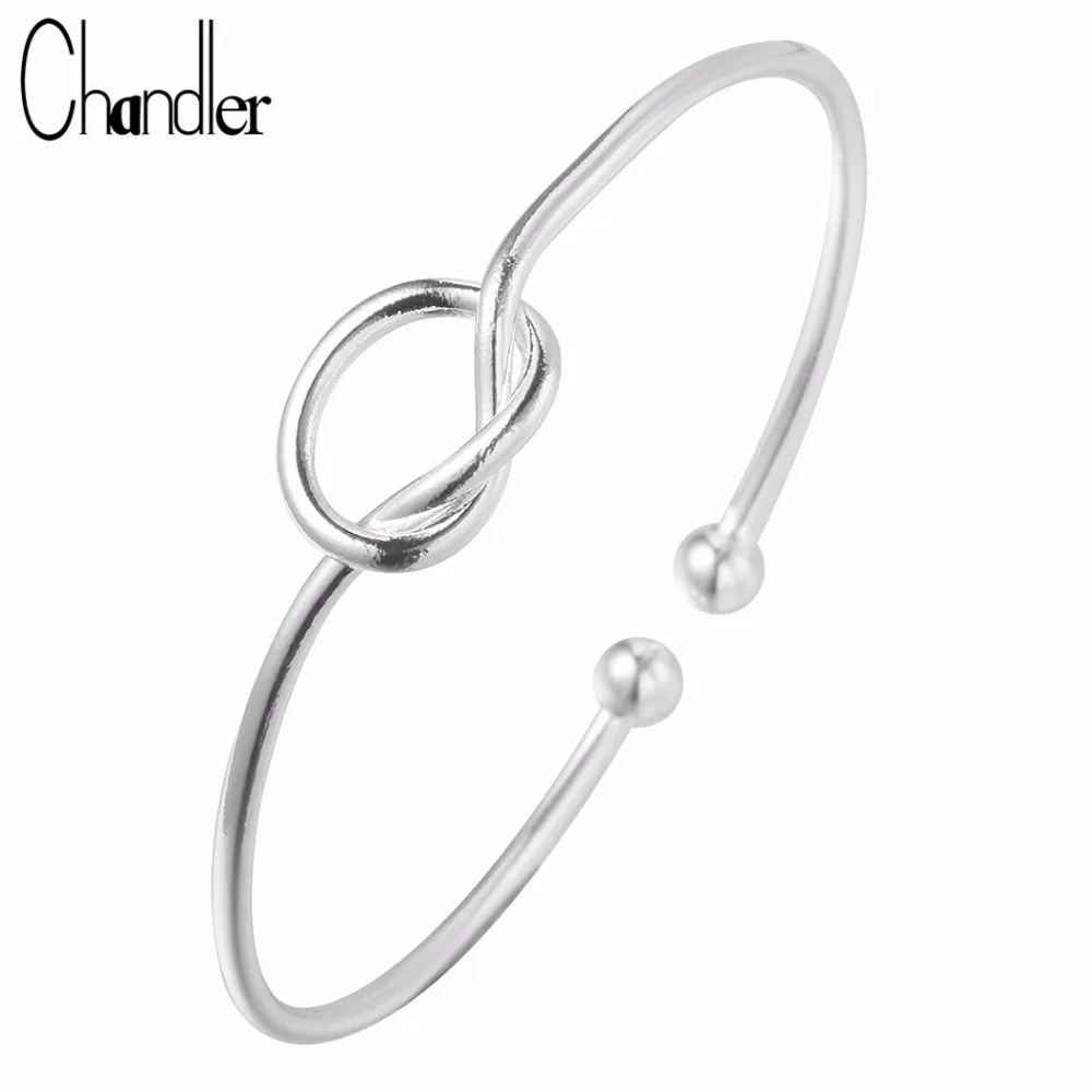 Женский Браслет манжета с узлом серебристого цвета|love cuff bracelet|bangle brandbracelets & bangles |