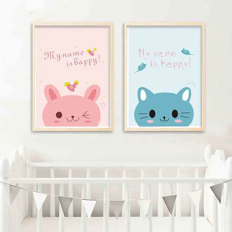 Мультфильм милый Кот настенные художественные картины холст Детские постеры и