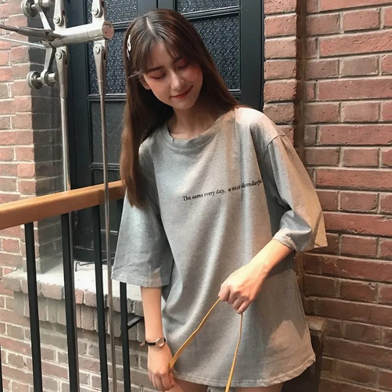 Женская футболка большого размера с коротким рукавом BF Повседневная Свободная в