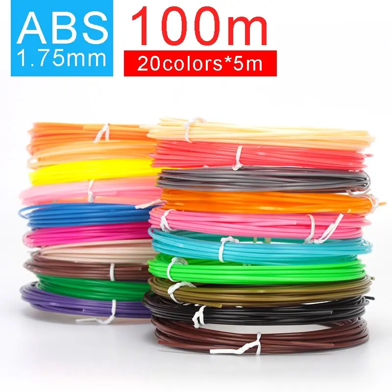 SMAFFOX 3D Ручка накаливания, 20 цветов ABS нити, 1,75 мм ABS, пластиковые ручки для 3d, 3D принтер материал, каждый цвет длиной 5 метров - Цвет: 20color x 5meter