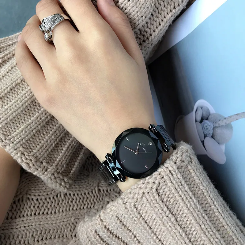 black black Роскошные модные женские часы, ультрафиолетовый, для женщин, элегантные, повседневные, стразы, стальной браслет, платье, Relogio, женские, водонепроницаемые часы - Цвет: black black
