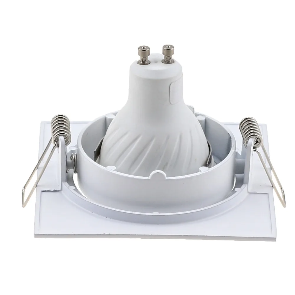 New Design White Nickel Square Recessed LED Ceiling Down Lights Adjustable Frame MR16 GU10 Bulb Fixture Fitting Downlight Holder