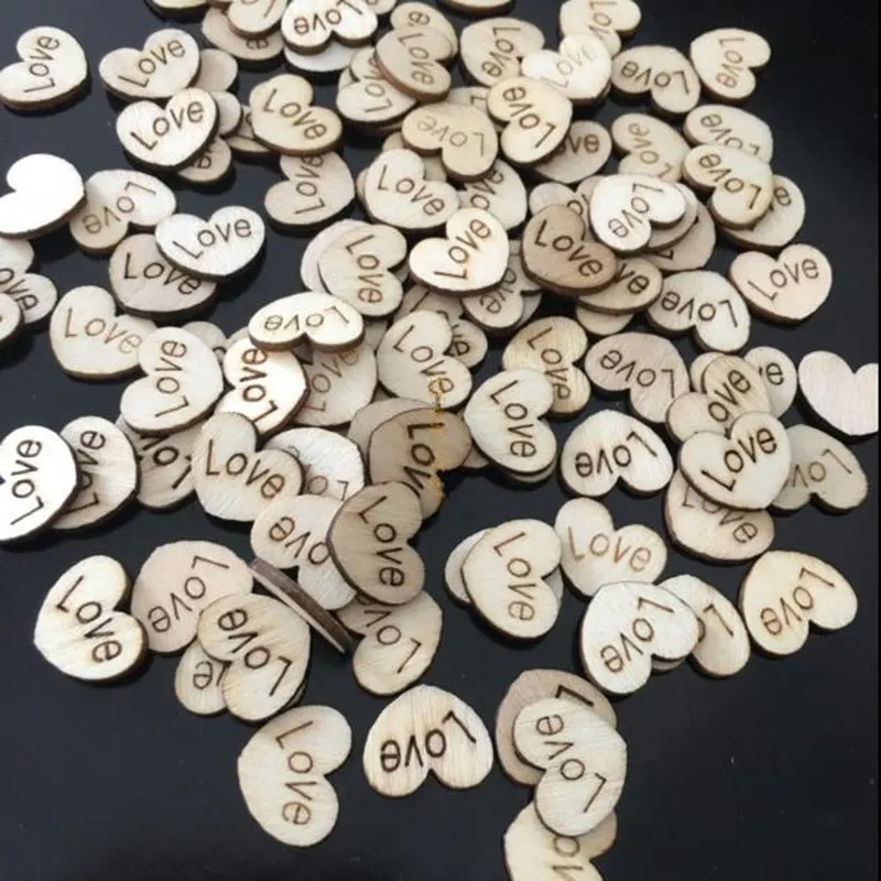200 шт. деревенский деревянный стол с сердечками разброс деревянные конфетти
