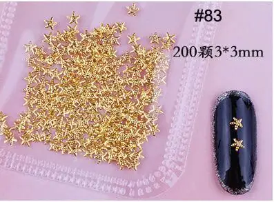 83 MKHG 200X золотые заклепки шипы для ногтей звезда/луна/ракушка квадрат/треугольник 94 типа 3d Металл Дизайн ногтей наконечник Металлические Шпильки наклейки декор - Цвет: 83