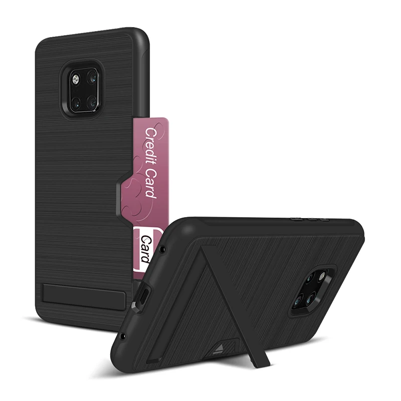 Black Для huawei P30 P30 PRO Чехол карты бумажник визитница слайд слот Держатель с кронштейном для HUWEI Коврики 20 маtе PRO 20 - Цвет: Black