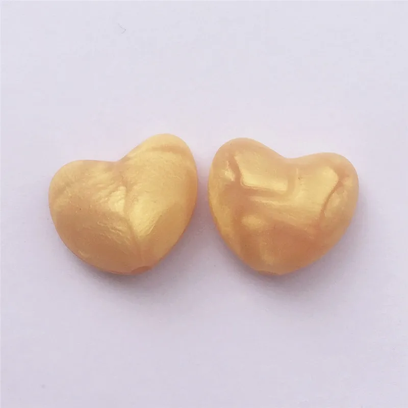 pearl gold Chenkai, 50 шт., без бисфенола, силиконовый Прорезыватель в форме сердца, бусины, сделай сам, Детская соска, соска для душа, соска для кормления, ожерелье, сенсорная игрушка, Подарочный аксессуар - Цвет: pearl gold