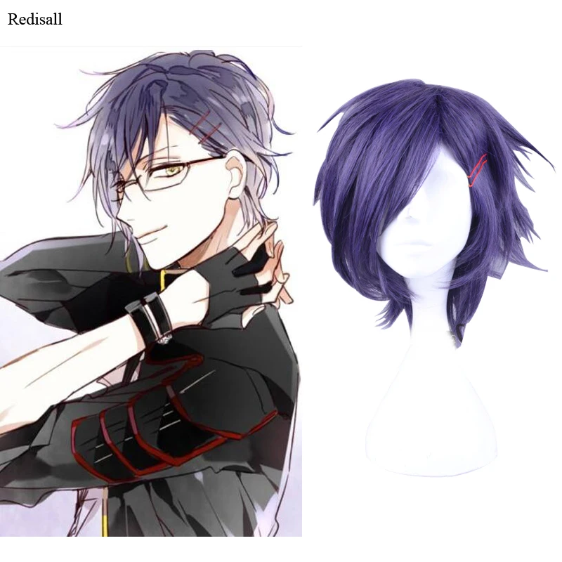 Парик Touken Ranbu Online Akashi Kuniyuki фиолетовый парик косплей короткие синтетические