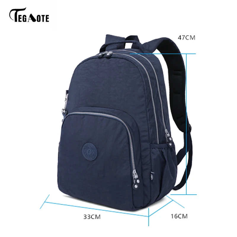 

TEGAOTE Classic Backpack for Teenage Girls Mochila Escolar Feminina Women School Backpack Nylon Waterproof Laptop Bagpack Female