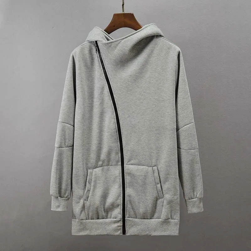 Slanted Zipper Hoodies Men Male Long Sleeve Solid Hooded Pocket Loose Sweatshirt Hoodie Tracksuit Sweat Coat Sportswear 6Q2282 | Мужская
