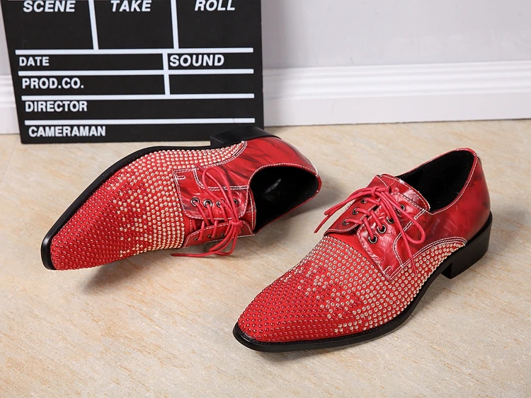 Лидер продаж мужские оксфорды из натуральной кожи Цвет черный красный туфли на